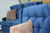 final view fo the upholstery work, beautiful blue sofa
